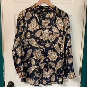 100% silk French connection paisley print blouse size 8